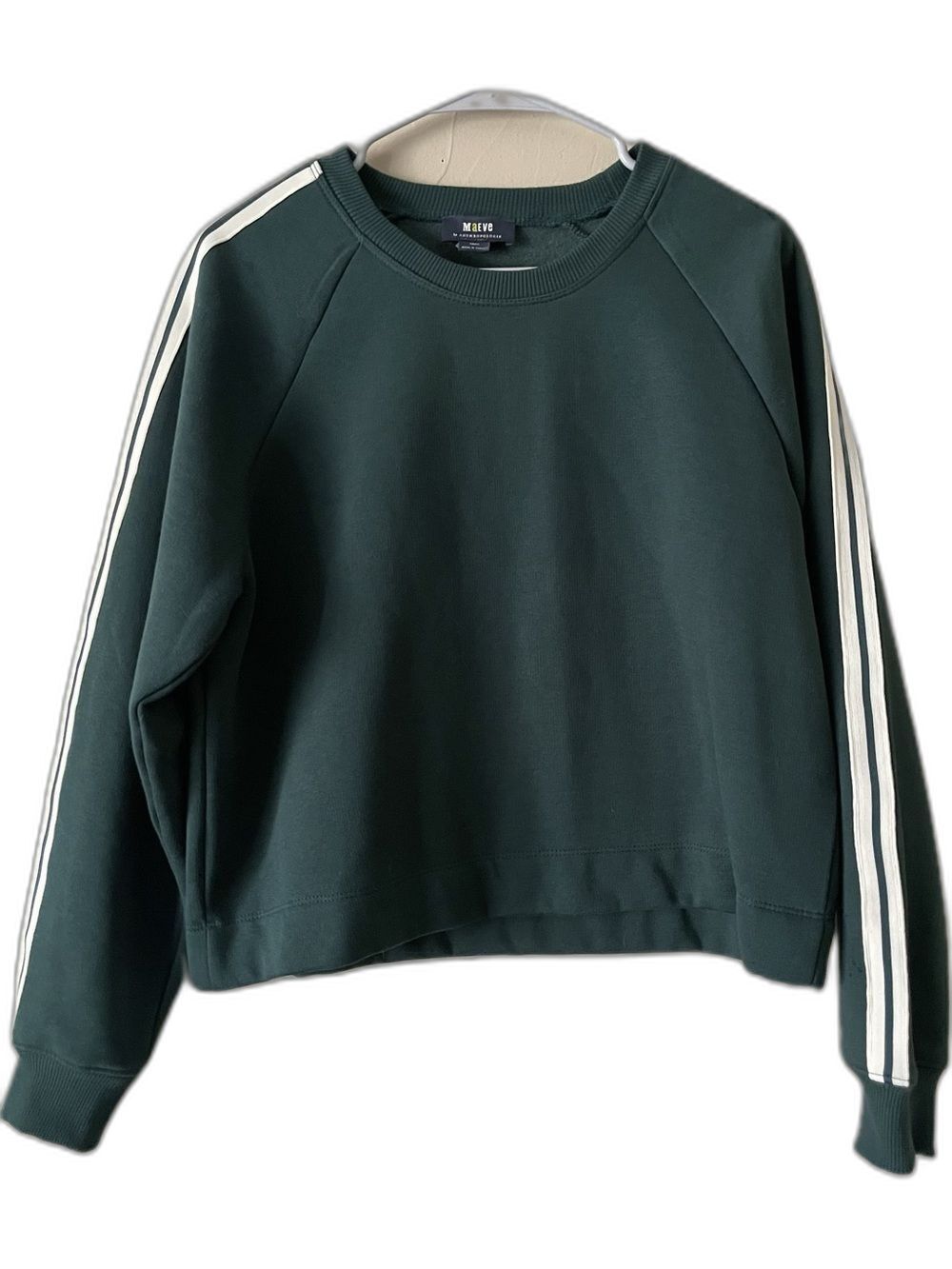 Anthropologie Maeve sweatshirt features white side stripes, crew neck. Sz Small